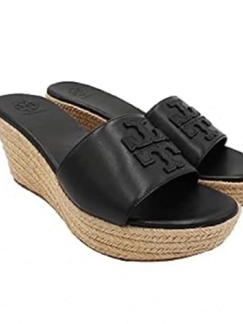 Tory Burch Weston
Black Leather Espadrille Slide Mules 6.5
